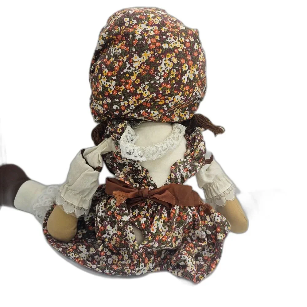 Vintage Kamar Rag Doll Floral Prairie Dress Bonnet Cloth Doll Taiwan 21”